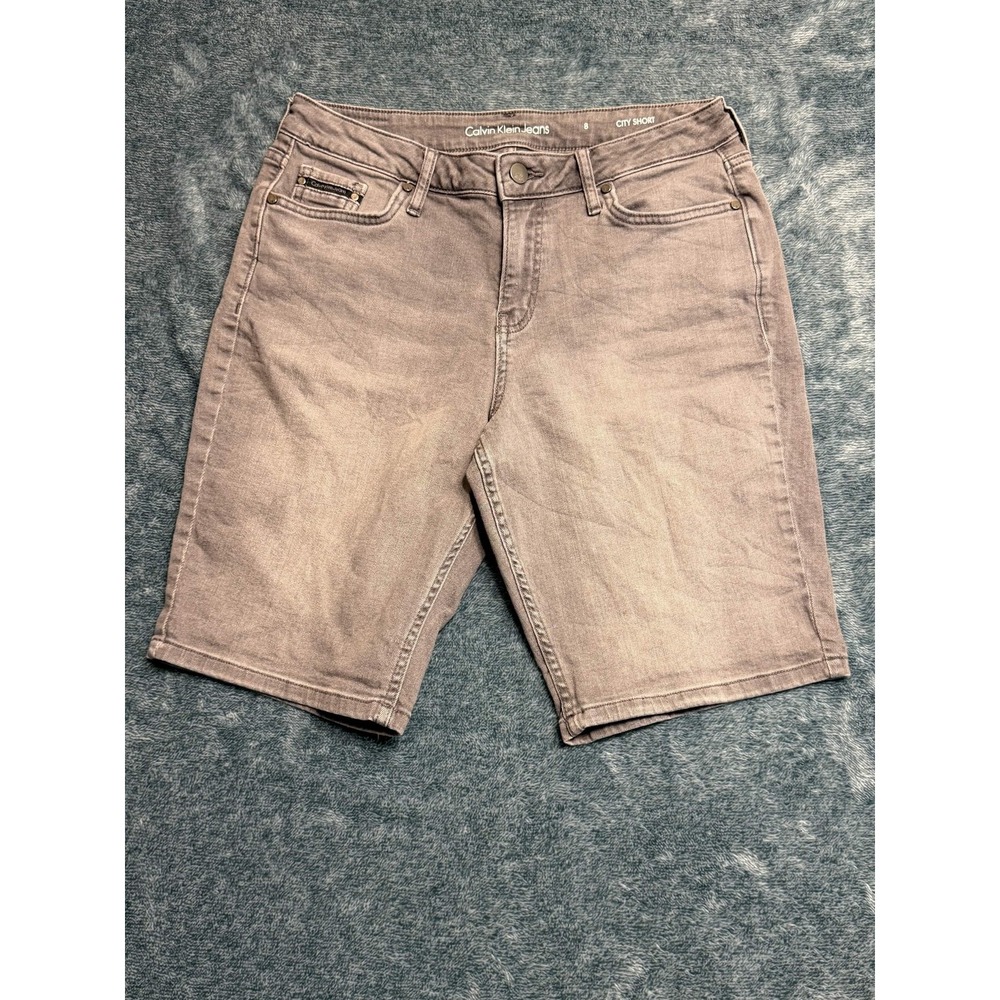 Calvin Klein Jeans Womens Shorts City Short Size 8 Gray 98% Cotton, 2% Elastane
